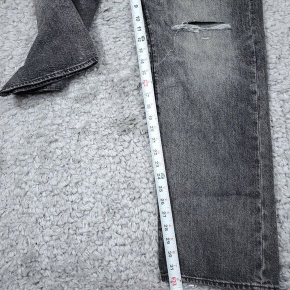 Levi's Premium 501 Original Straight Jeans Faded Black Distressed Size 38 X 32 - Picture 10 of 11